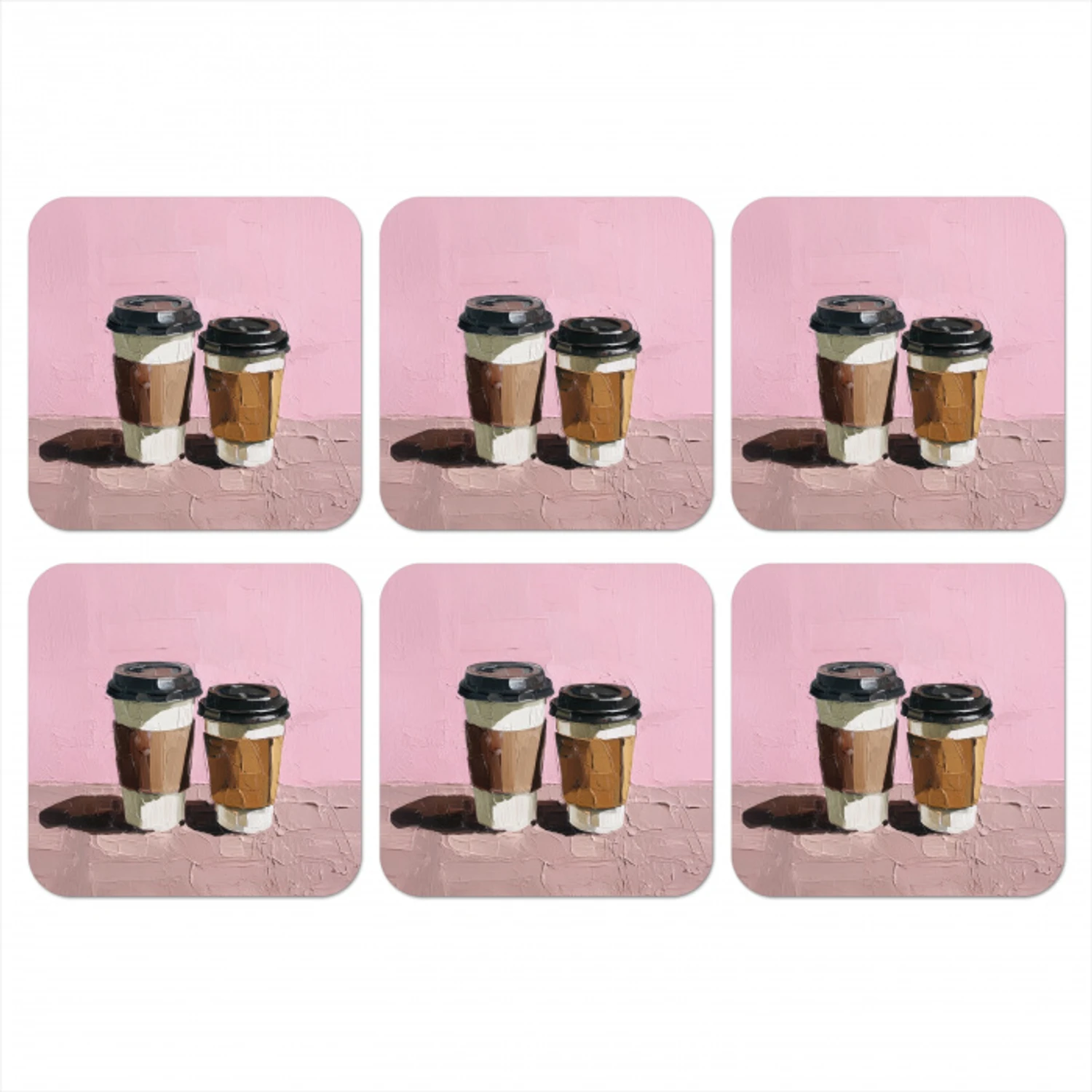 Koffiebekers - Deksel - Verf - Textuur onderzetter kurk middel -3d