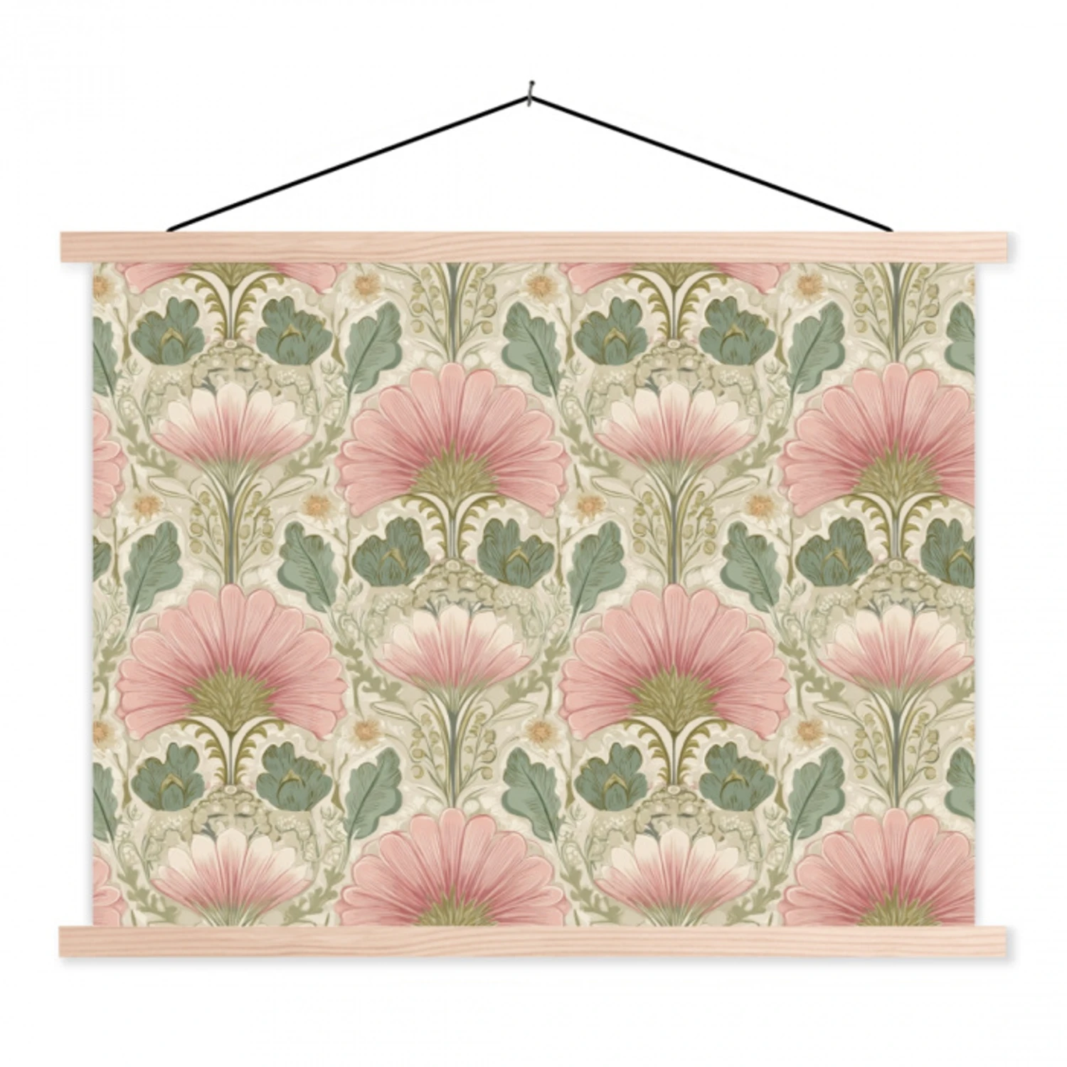 Klassiek - Patroon - Roze textielposter latten blank klein 122 -3d