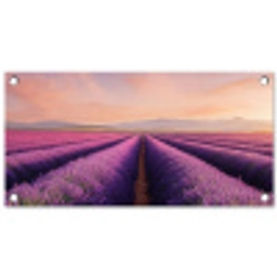 Lavendelveld - Zonsondergang - Paars - Bloemen tuinposter los doek klein -3d