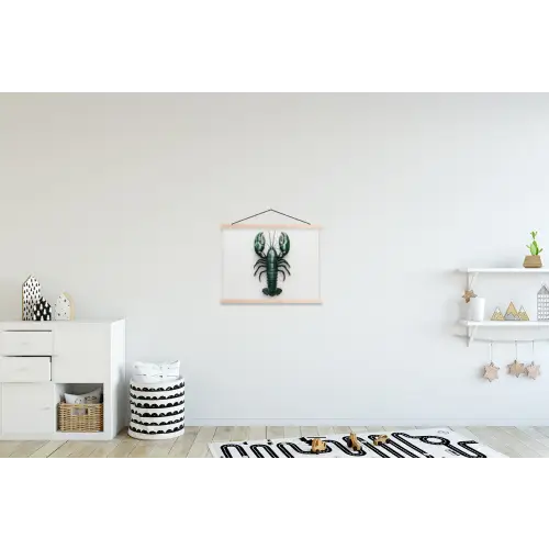 Kreeft - Glossier - Groen - Wit textielposter latten blank klein -kinderkamer