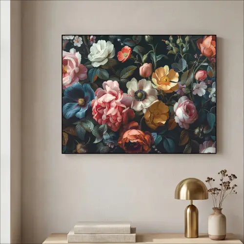 Vintage - Kleurrijk - Bloemen - Modern Textielframe zwart klein -sfeer2