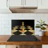 Koningin - Schaakstuk - Geblokt - Goud keuken achterwand spatscherm klein -sfeer2