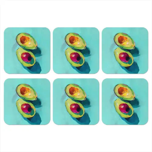 Avocado - Groen - Pit - Schaduw onderzetter kurk middel -3d