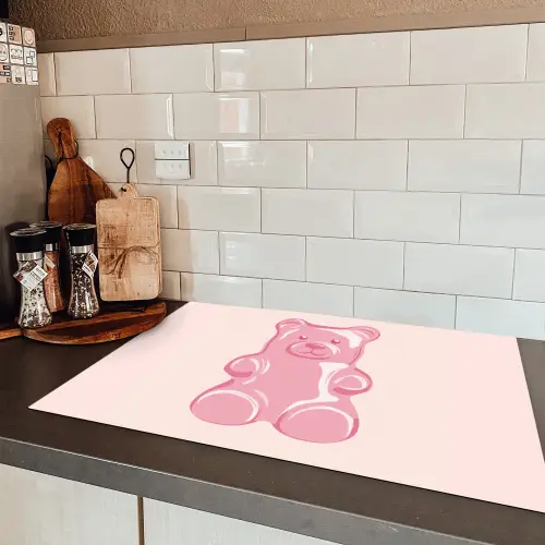 Beer - Roze - Snoep Inductie beschermer vinyl 3mm klein -sfeer3