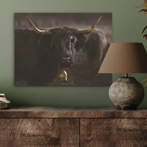 Schotse hooglander - Goud - Koebel - Hoorns - Dieren PET vilt klein -sfeer2