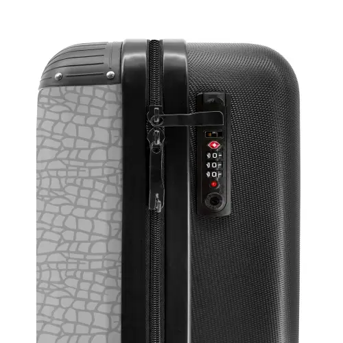 Grijze reptielenhuidstructuur NBS - Handbagage koffer - Volwassenen Unisex middel -slot