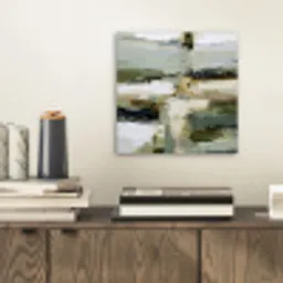 Penseelstreken - Groen - Abstract - Japandi aluminium wit klein -sfeer1