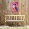 Uil - Roze - Blauw - Verf - Abstract Tuinposter op houten frame 2 cm dik klein -sfeer4