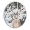 Hert - Sneeuw - Winter - Bos - Dieren Akoestische PET Vilt - Rond klein -3d