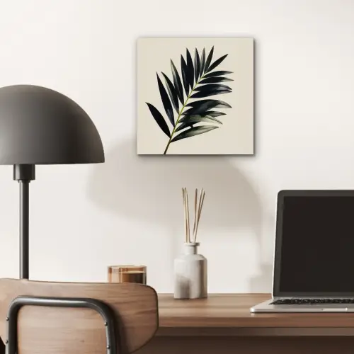 Palmblad - Subtiel - Groen - beige aluminium wit klein -sfeer5