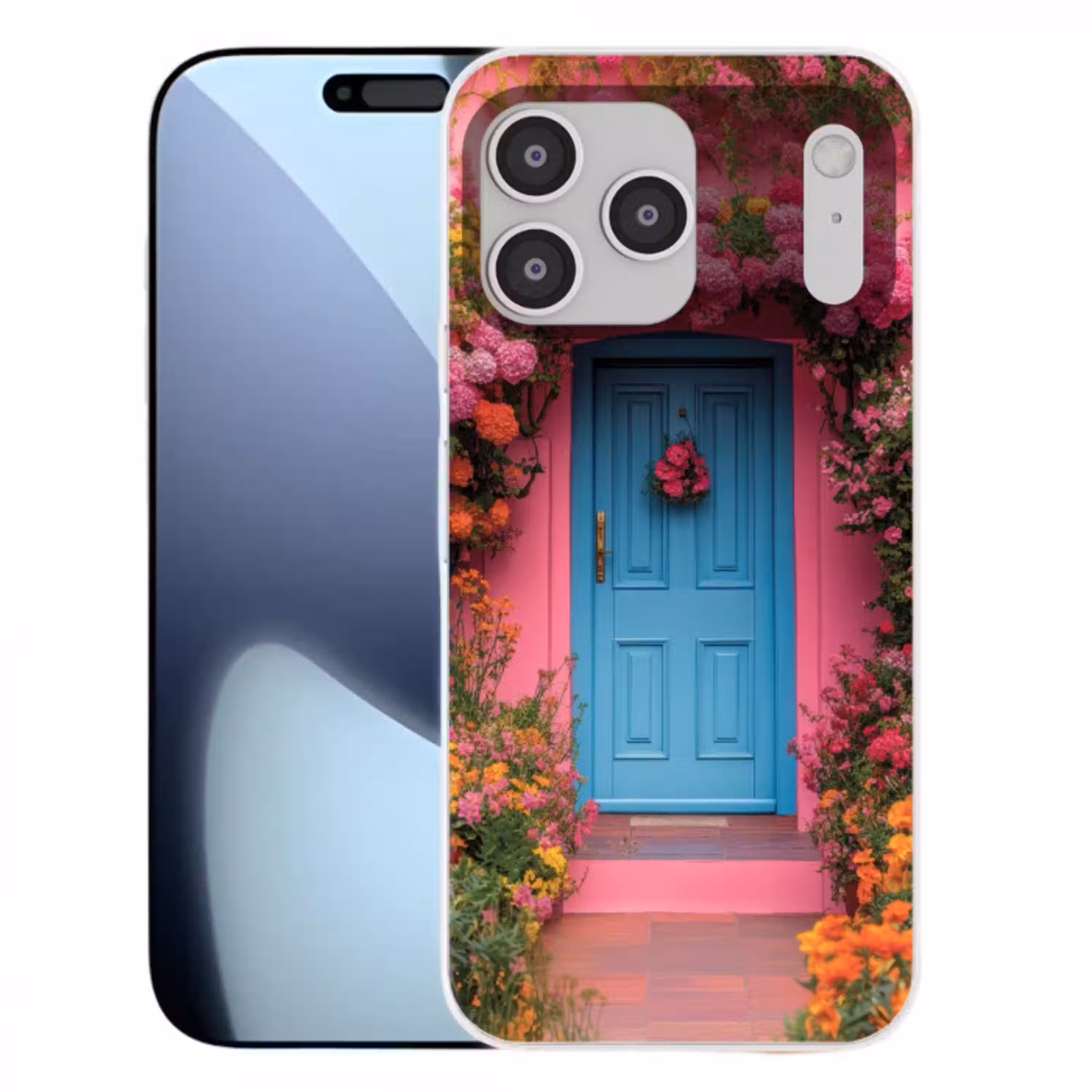 Bloemen - Deur - Roze Telefoonhoesje iPhone 17 Pro Max klein -3d