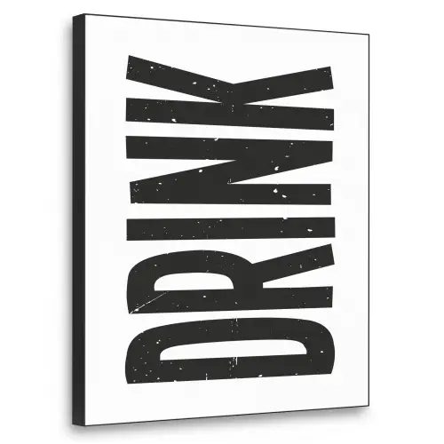 Drink - Zwart - Wit - Decoratie Textielframe zwart klein -3d