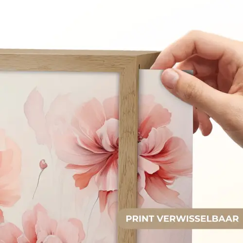 Bloemen - Roze - Kunst - Abstract - Aquarel Light Box met batterij (Wandlamp) middel -USP_websiteprintNL