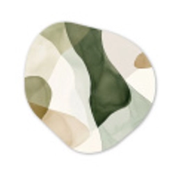 Japandi - Abstract - Groen Wandcirkel Organisch Forex 3mm klein -3d