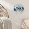 Bloemen - Blauw - Abstract Wandcirkel kunststof plaat 5mm dik klein -sfeer5