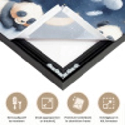 Panda's - Slapen - Blauw Textielframe zwart klein 947 -USP_feed_closeupNL