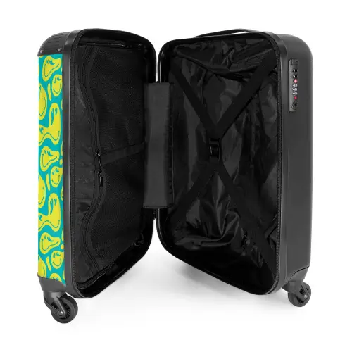 Patronen - Patroon van vervormde emoji's op blauwe achtergrond NBS - Handbagage koffer - Kinderen Unisex middel -binnenkant