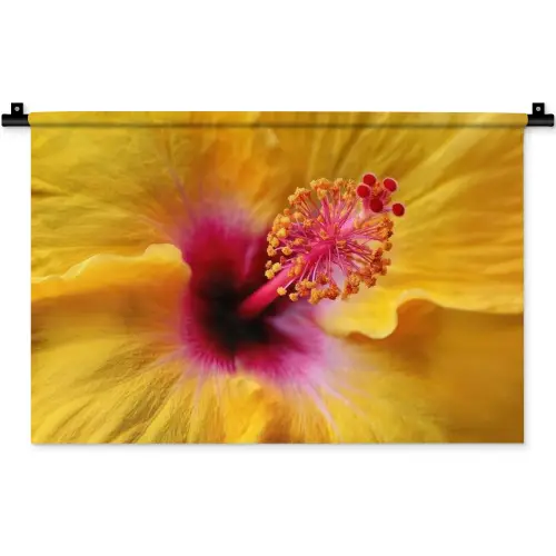 Geel - Hibiscus - Tropisch Wandkleed katoen klein -zz3d