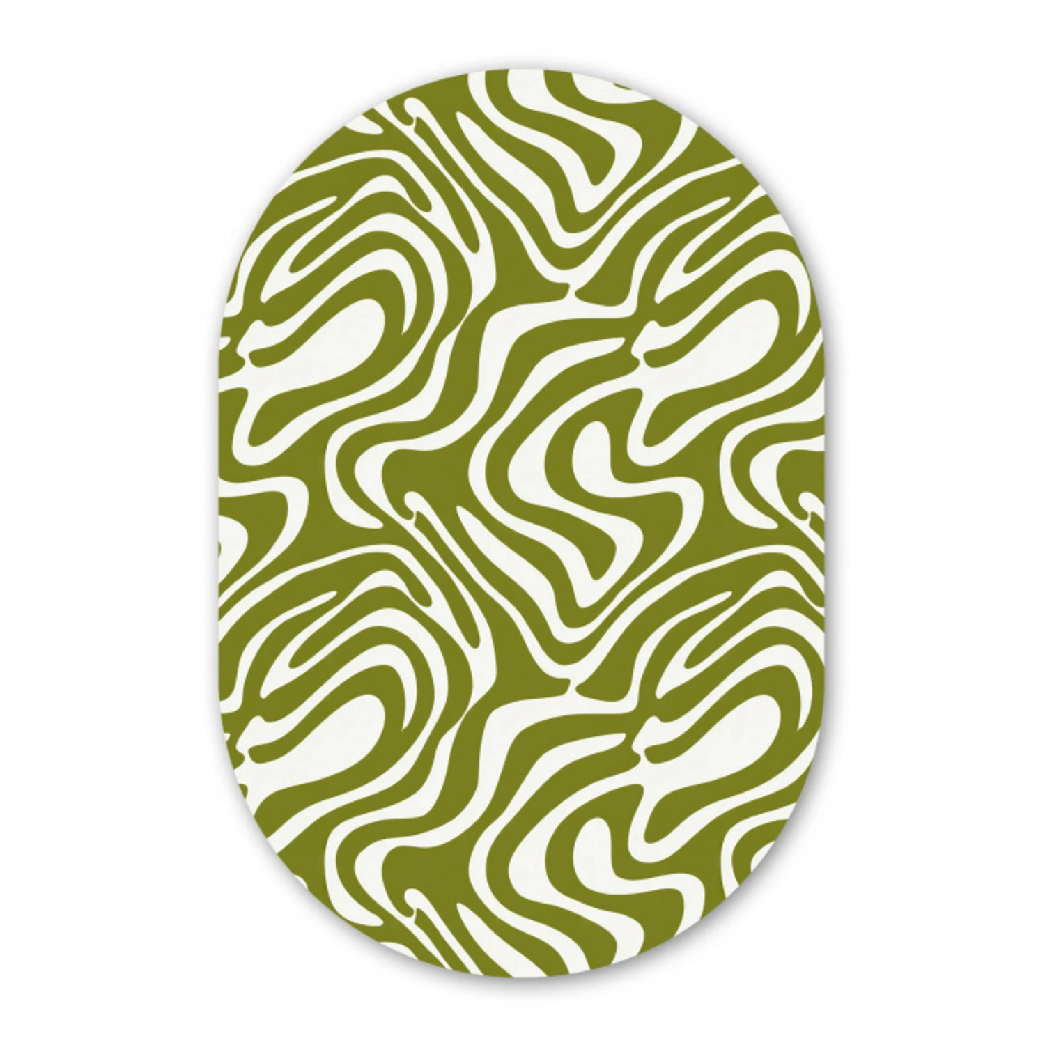 Lijnpatroon - Groen - Organisch Wandcirkel Ovaal Aluminium middel 839 -3d