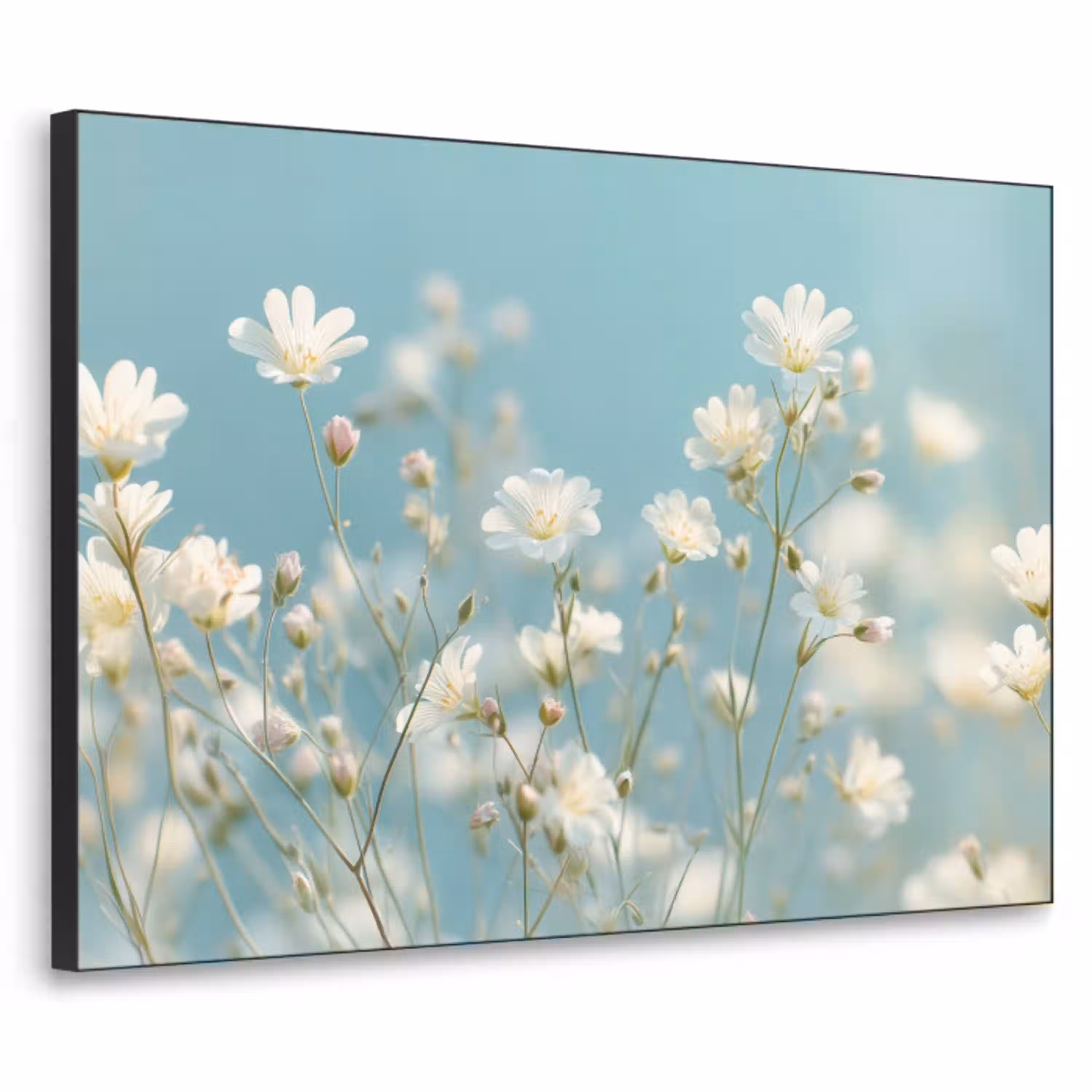 Stengels - Bloemen - Lucht - Wit Textielframe - compleet frame klein -3d