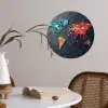 Wereldkaart - Edelstenen - Regenboog - Ruw Wandcirkel behangsticker klein -sfeer3