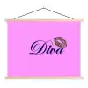 Diva - Lip - Panterprint - Roze textielposter latten blank klein -3d