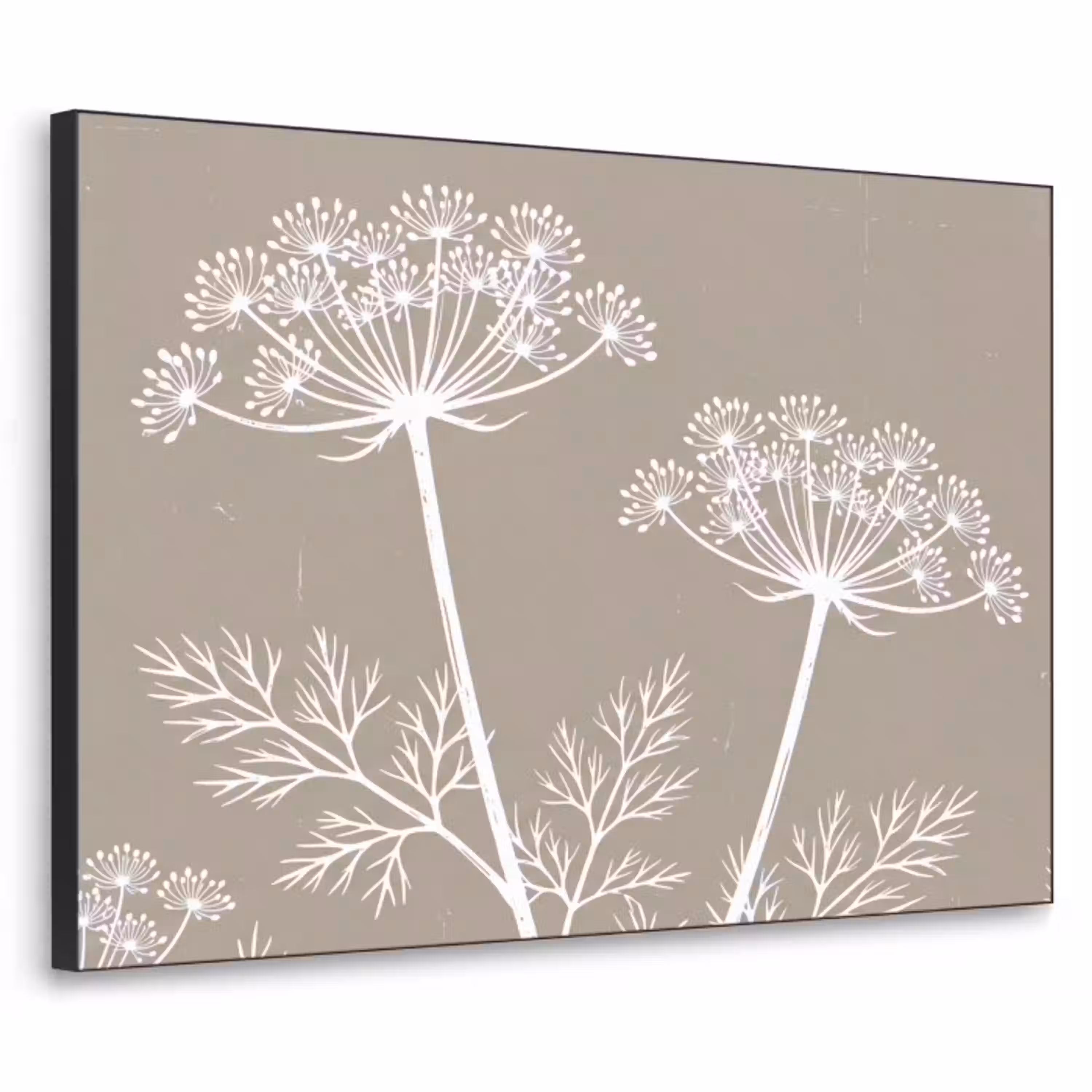Grafisch - Fluitenkruid - Taupe Textielframe zwart klein -3d