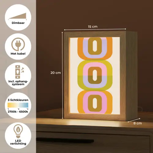 Stapel - Vormen - Geblokt - Oranje Light Box met kabel (Tafellamp) klein -USP_NL