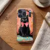 Kat - Roze - Stoel met bloemenmotief Telefoonhoesje iPhone 17 Pro klein -sfeer1