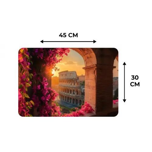 Colosseum - Rome - Roze Bloemen Placemat vinyl groot -specs