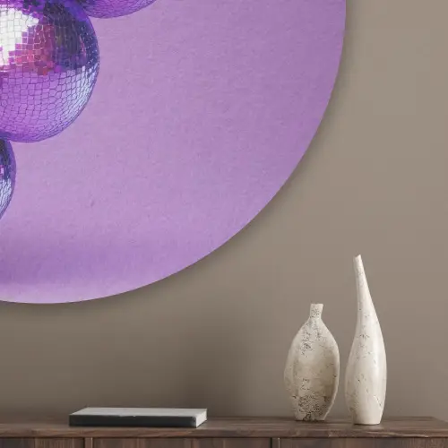 Druif - Disco - Glitter - Paars Akoestische PET Vilt - Rond klein -sfeer5_closeup