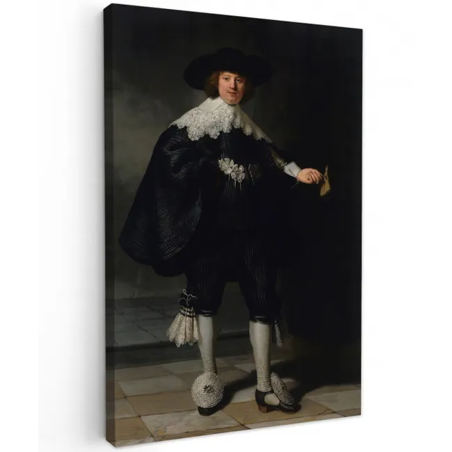 Het huwelijksportret van Marten Soolmans - Rembrandt van Rijn canvas 2cm klein -z3d