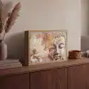 Buddha - Bloem - Goud - Roze - Abstract Light Box met batterij (Wandlamp) middel -sfeer2
