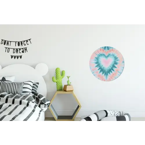 Hartvormig - Tie dye - Pasteltinten - Lichtgroen Wandcirkel aluminium klein -kinderkamer