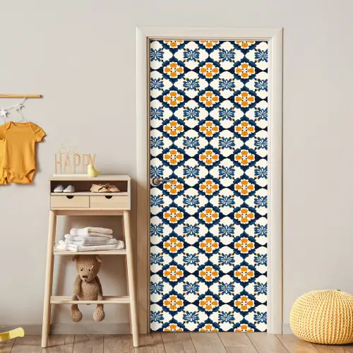 Klassiek - Geometrisch - Blauw deurposter klein 289 -sfeer4