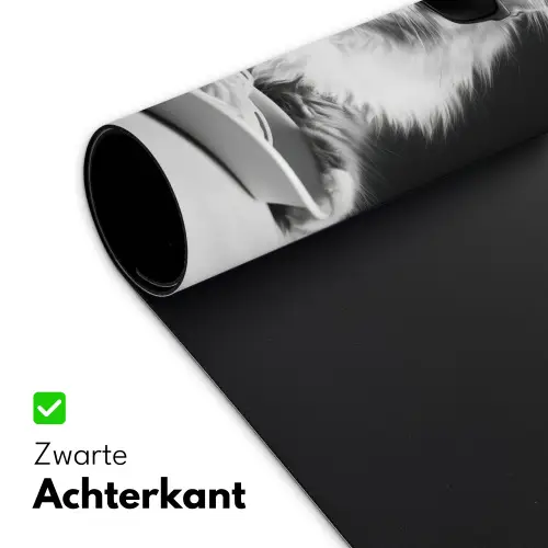Langharige kat - Zonnebril - Spaghetti - Humor - Zwart - wit Muismat XXL klein -sfeer2