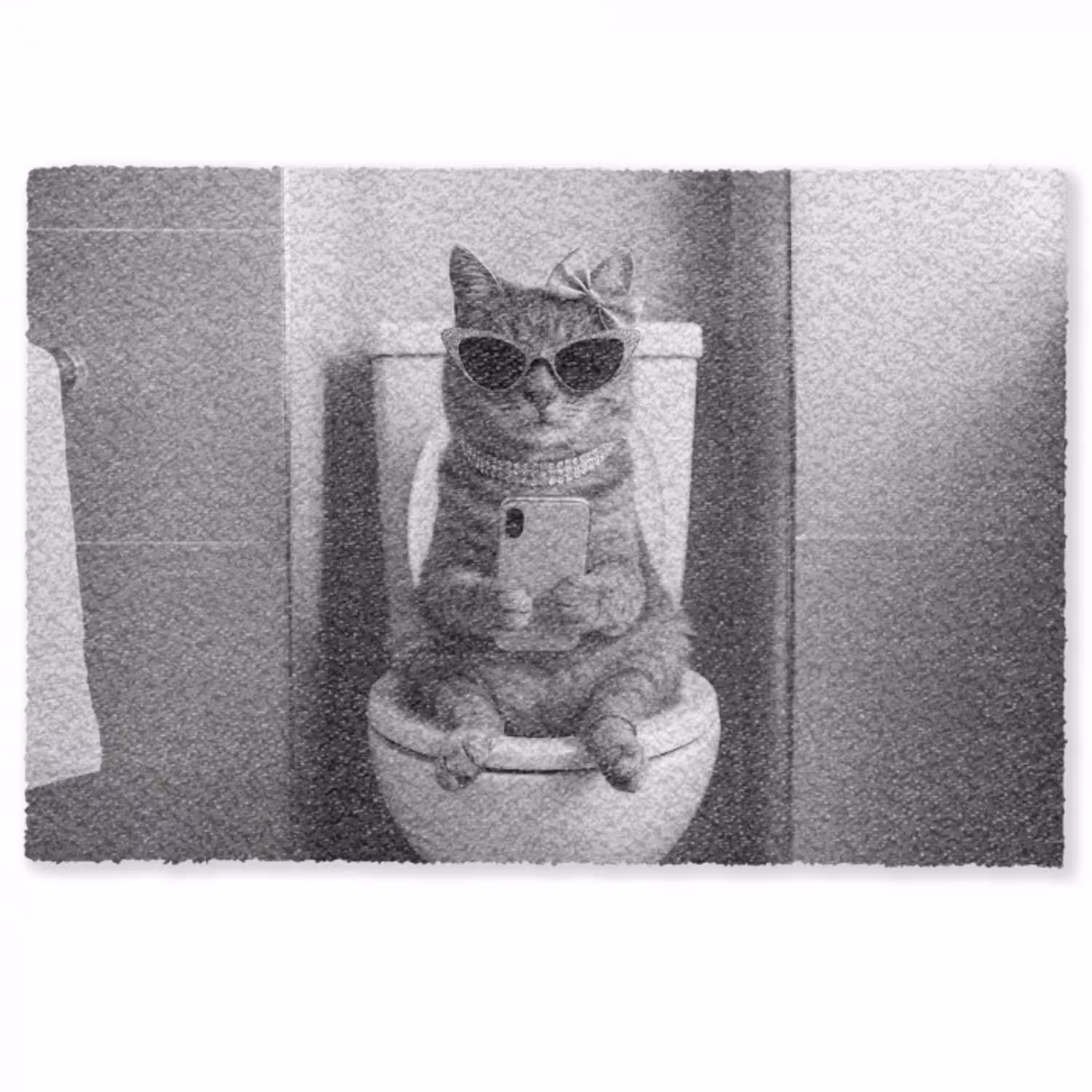 Kat - Telefoon - Toilet - Zwart - Wit Deurmat klein -zkaufland3d