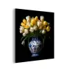 Geel - Tulpen - Vaas - Bloemen aluminium wit klein -3d
