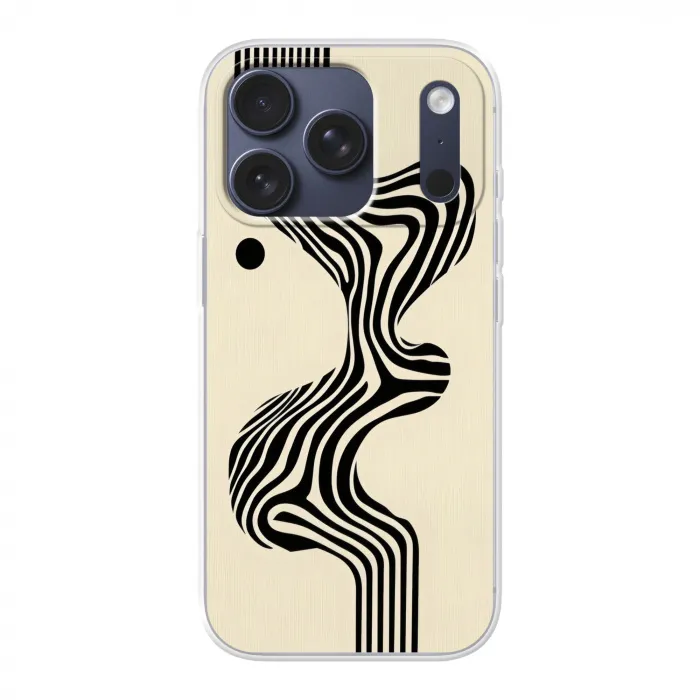 Beige - Lijnen - Golvend -  Abstract Telefoonhoesje iPhone 17 Pro klein -3d