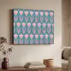 Blauw - Retro - Patroon - Hartjes Textielframe zwart klein 947 -sfeer3