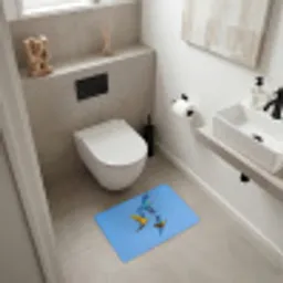 Papagaai - Vliegen - Blauw - Geel Badmat klein -sfeer4