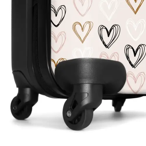 Hartjespatroon in diverse kleuren op beige NBS - Handbagage koffer - Volwassenen Unisex middel -wiel