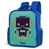 Zwarte robot met oranje accenten op een blauwe achtergrond Kinderrugzak - Blauw middel -schuin