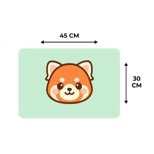Rode panda - Groen - Cartoon Placemat vinyl groot -specs