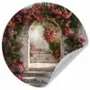 Doorkijk - Rozen - Vintage - Poort Wandcirkel behangsticker klein -3d