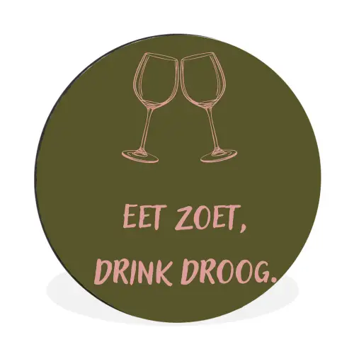 Roze - Groen - Wijn - Quote Wandcirkel aluminium klein -3d