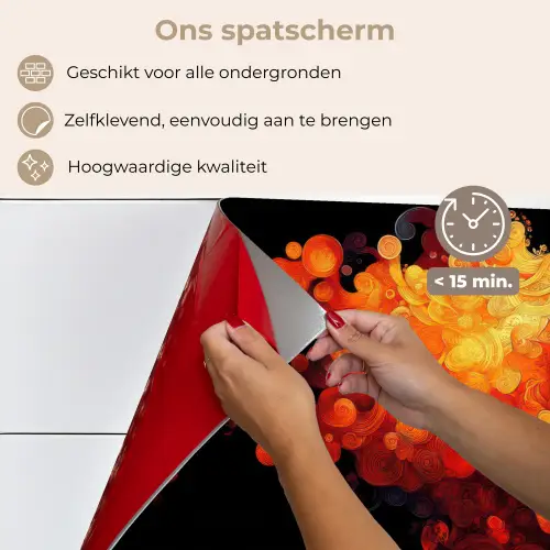 Schedel - Oranje - Zijaanzicht - Vlammen keuken achterwand spatscherm klein -spatscherm_NL