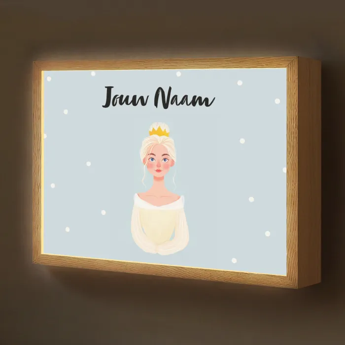 Stippen - Prinses - Kroon - Blond Light Box met batterij (Wandlamp kind) middel -z3d_website