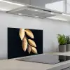 Bladeren - Zwart - Goud - Luxe - Planten keuken achterwand spatscherm klein -3d_schuin