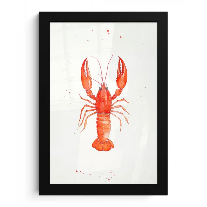 Kreeft - Waterverf - Aquarel - Oranje fotolijst zwart zonder passe partout klein -3d